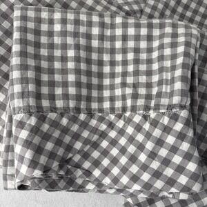 Pottery Barn King FLAT Sheet 4 Pillowcases Gray GINGHAM 100% Organic Cotton ****